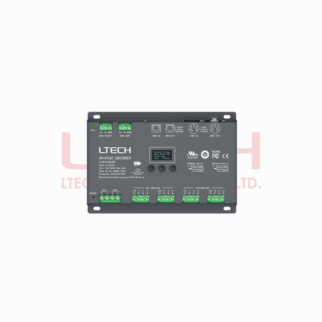 DMX512/RDM Decoder PRO UL, TUV (LT-912-OLED)