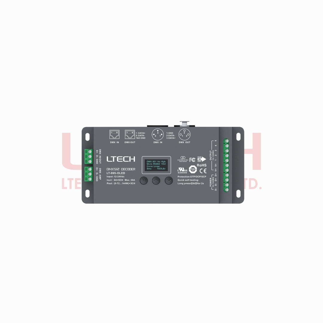 DMX512/RDM Decoder PRO UL, TUV (LT-995-OLED)